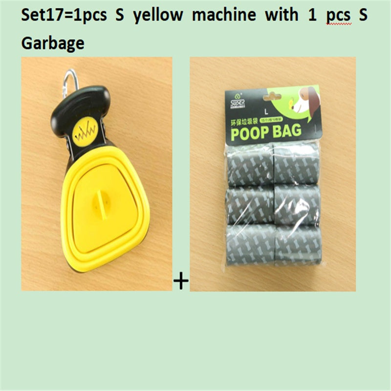 Scooper de merde pliable de voyage pour animaux de compagnie de chien avec 1 rouleau de sacs décomposables cuillère de merde propre ramasser les excréments nettoyant Epacket expédition