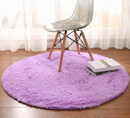 Tapis rond moelleux en fausse fourrure pour décoration de salon, Long tapis en peluche pour chambre d'enfants, tapis moderne à poils longs