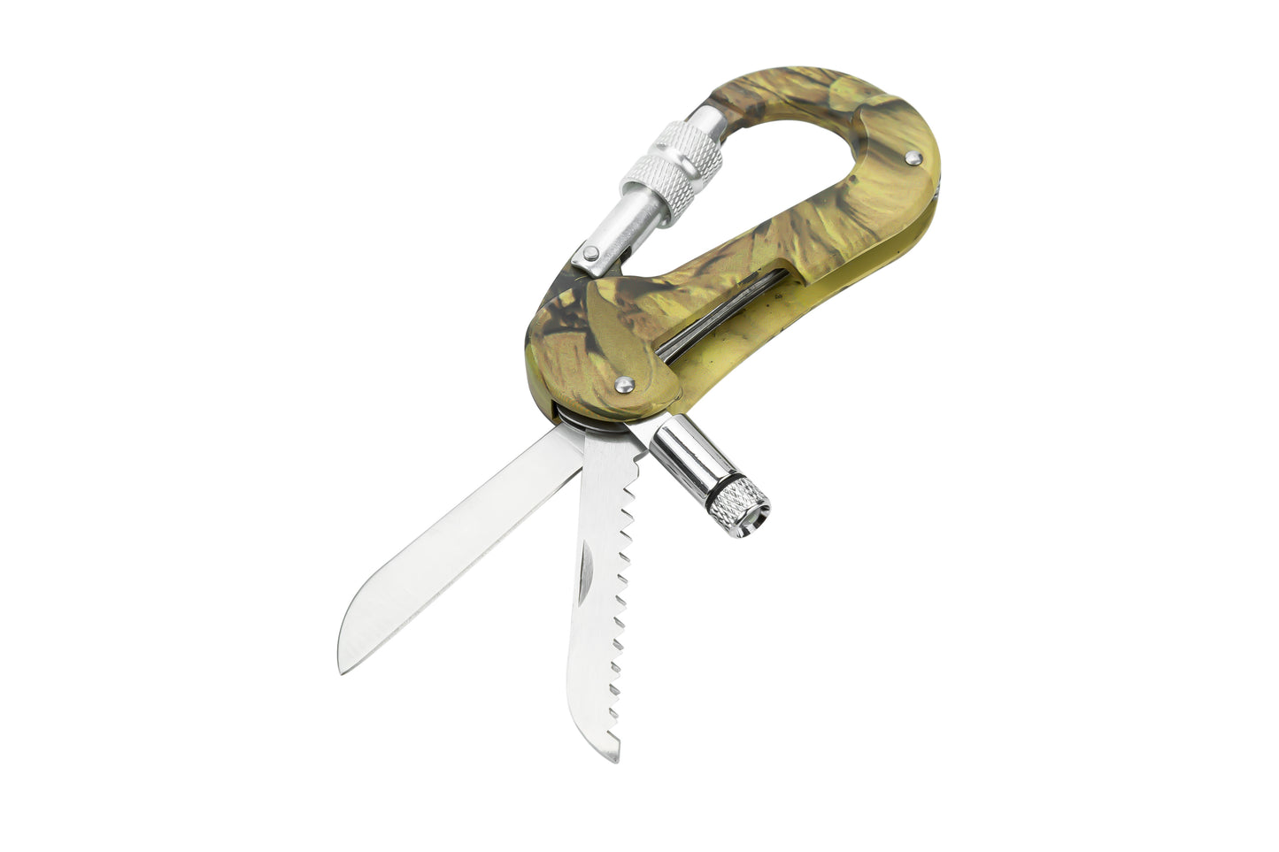 Couteau à fermoir de Camouflage, tournevis de scie, outils d'extérieur multifonctionnels, mousqueton d'escalade, dégaines rapides, mousqueton en aluminium 5 en 1