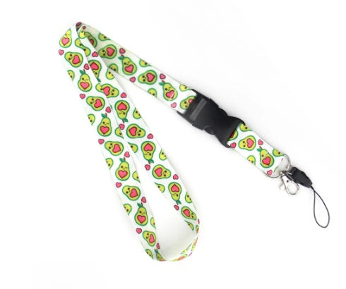 Lanière de téléphone portable avec boucle en Polyester, impression Double face, dessin animé Fruit avocat