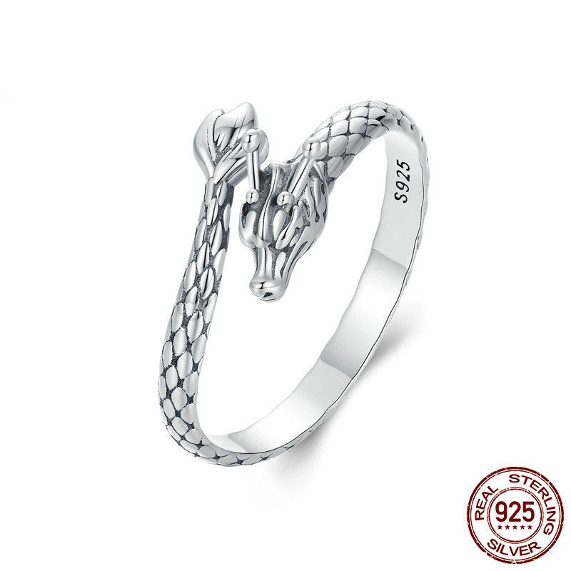 Bague ouverte à enroulement dragon du vent chinois pour femmes