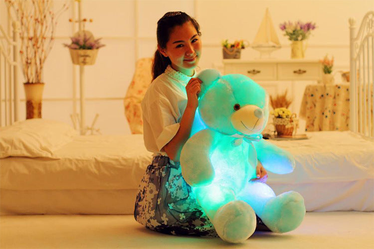 Créatif éclairage LED ours en peluche animaux en peluche jouet coloré brillant cadeau de noël pour enfants oreiller