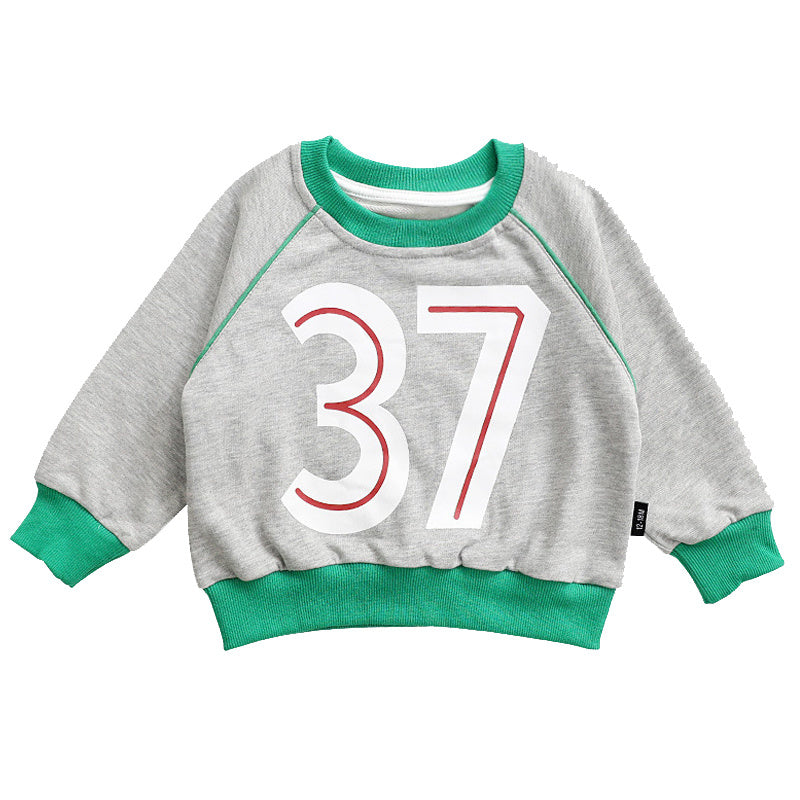 Ropa para niños al por mayor otoño nuevos niños suéter de cuello redondo niña bebé 37 letras color a juego suéter de niños coreanos