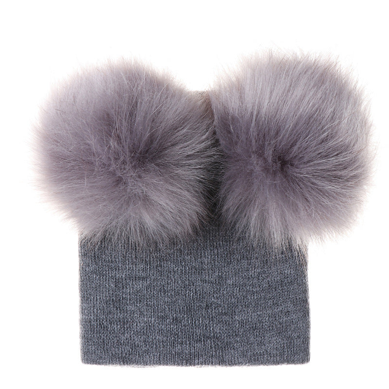Mikkie Fur Hat Gorro de punto de dos ovillos para niño