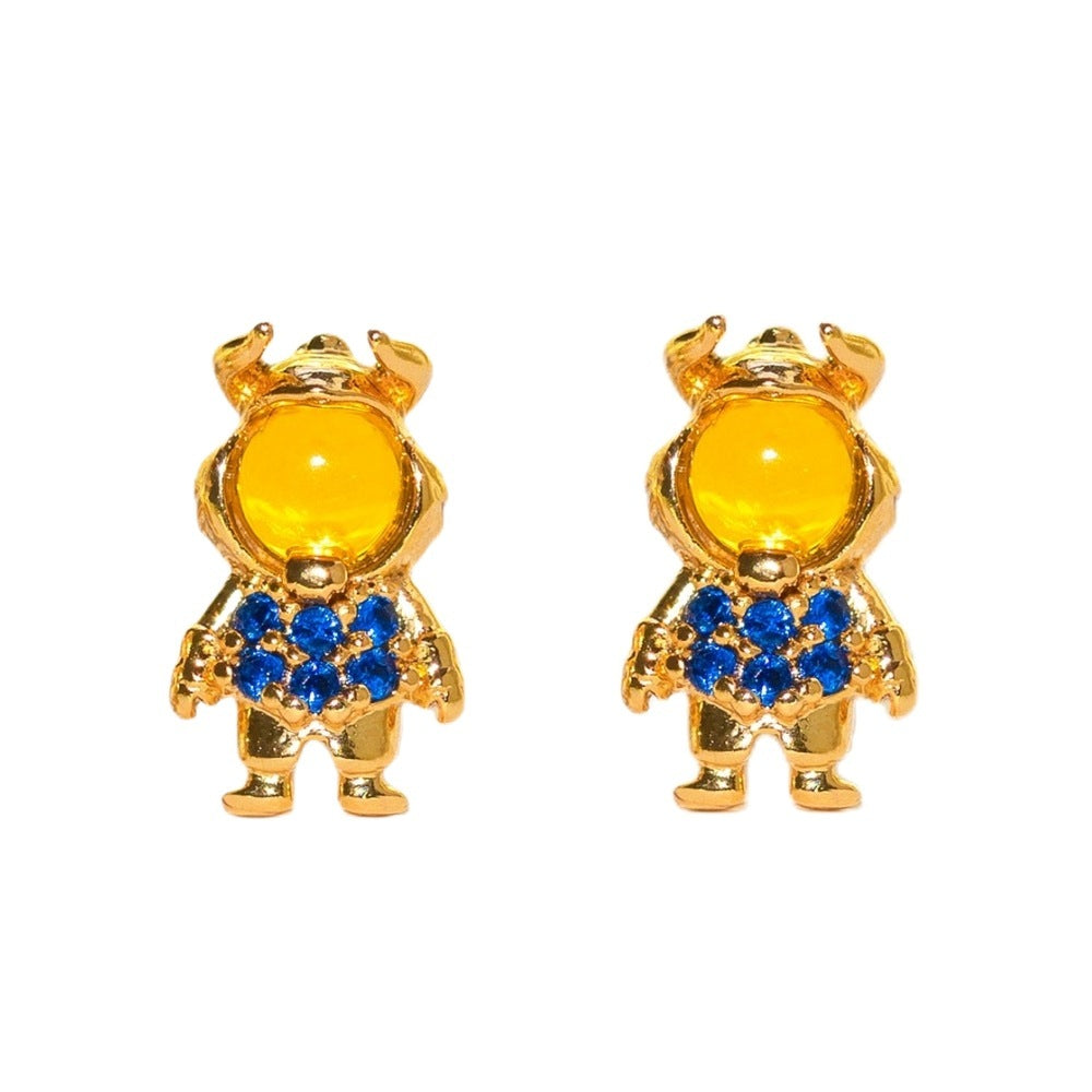 Boucles d'oreilles trois pièces de dessin animé, boucles d'oreilles de costume