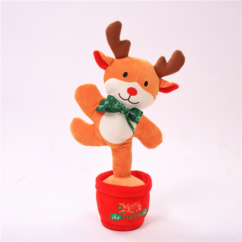 Jouets de noël dansants, arbre amusant, répétition parlant, jouets électroniques en peluche, peut chanter, enregistrement, éclaircir, éducation précoce, cadeau amusant de noël