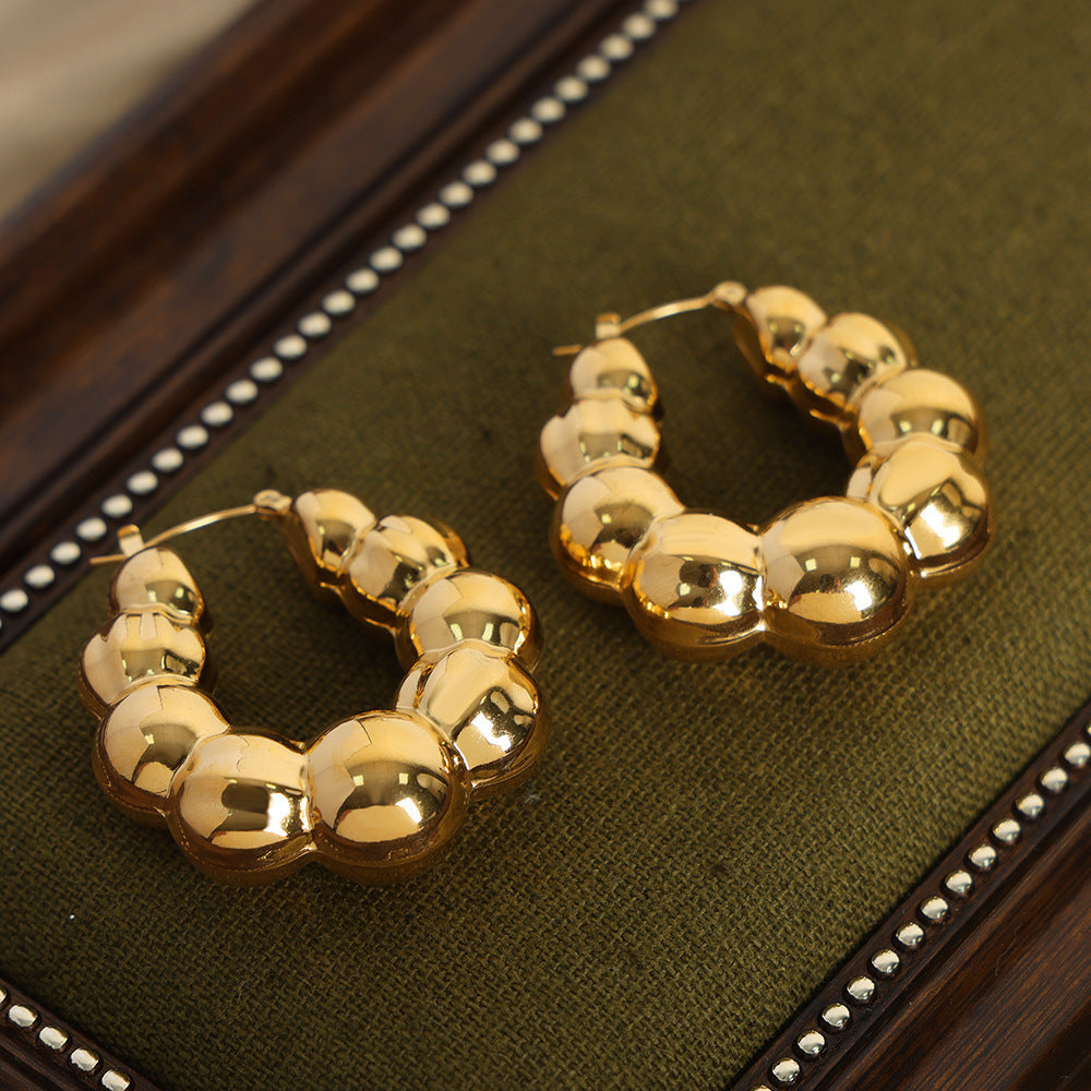 New Geometric Quality Earrings Steel Ball Splicing Design