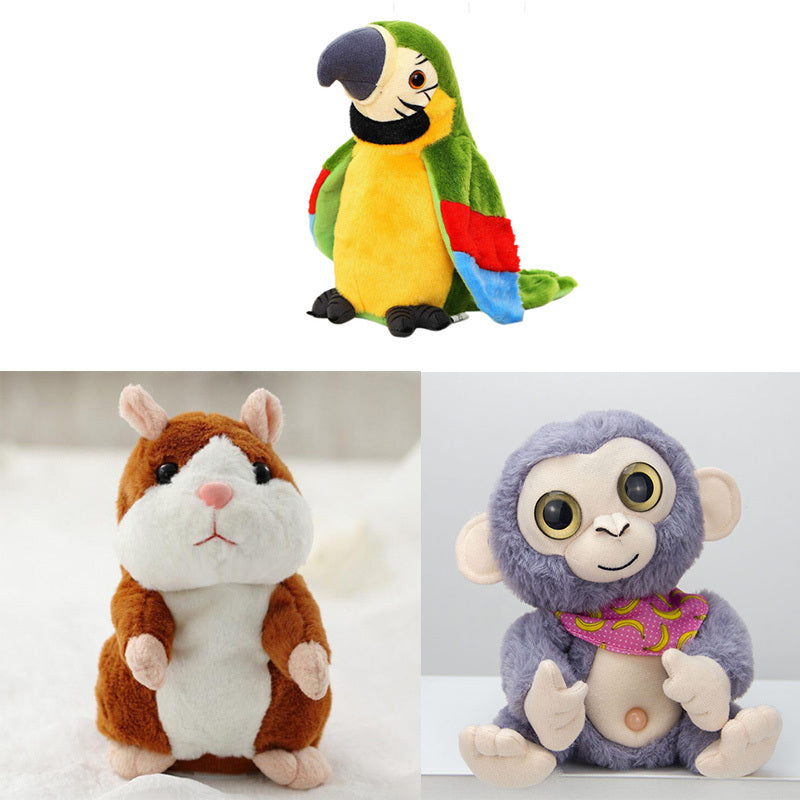 Perroquet parlant électrique, jouet en peluche, enregistrement parlant mignon, répétitions