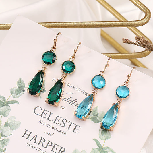 Boucles d'oreilles pendantes en cristal de verre K9 multicolore géométrique à bordure en cuivre