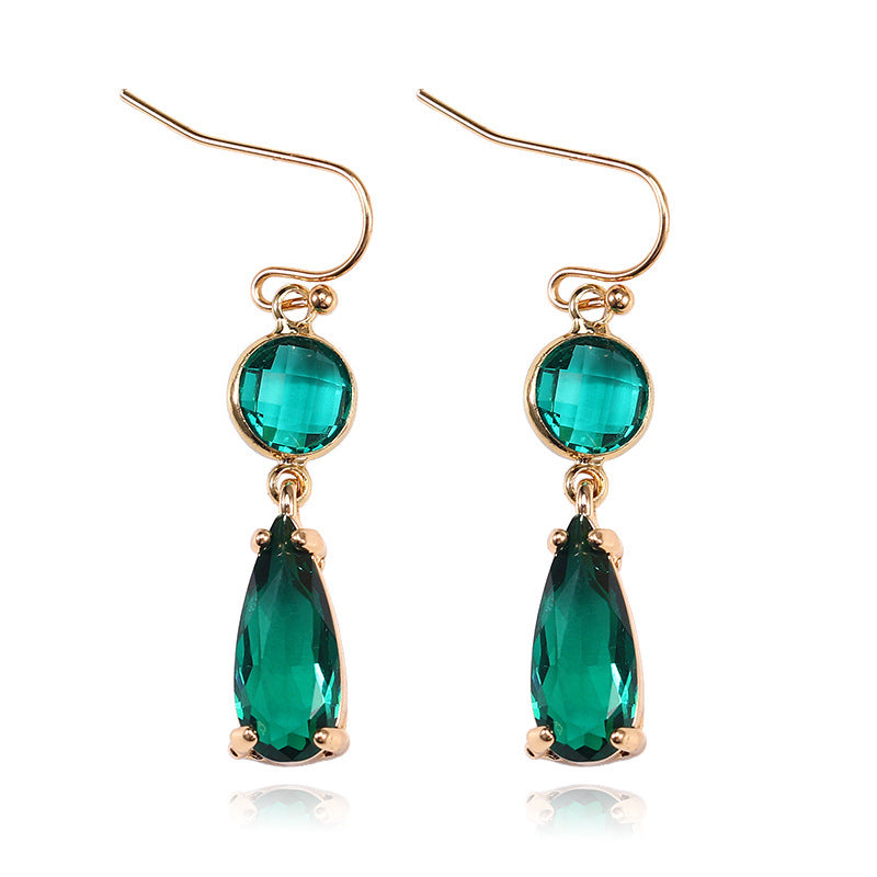 Boucles d'oreilles pendantes en cristal de verre K9 multicolore géométrique à bordure en cuivre