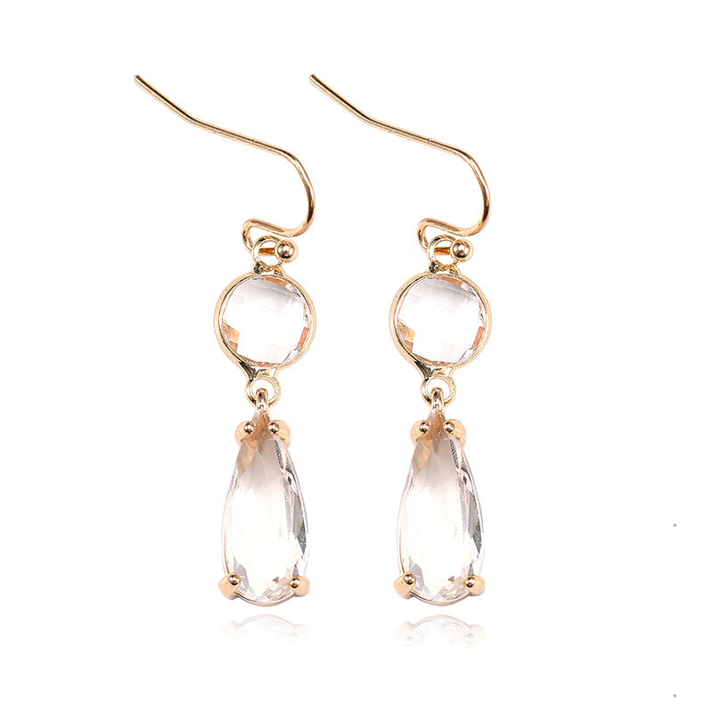 Boucles d'oreilles pendantes en cristal de verre K9 multicolore géométrique à bordure en cuivre