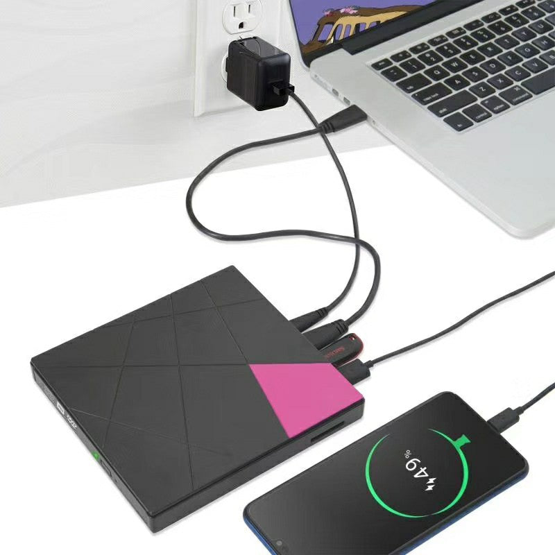 La grabadora de DVD externa USB viene con un lector de tarjetas