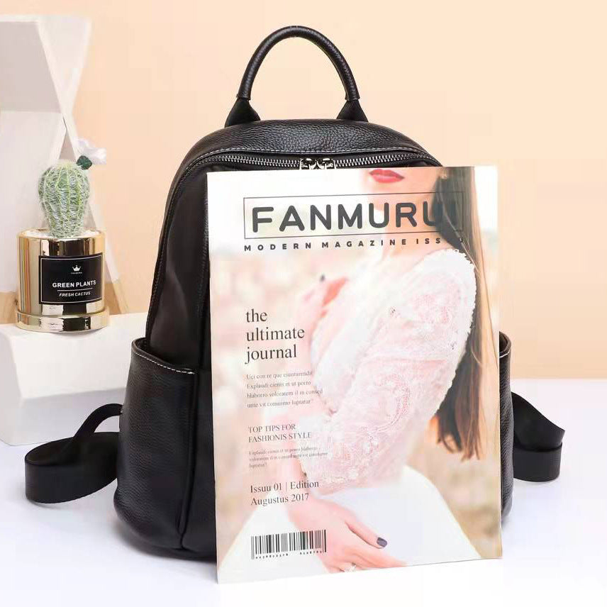 Sac à dos de voyage en cuir souple, polyvalent et décontracté, en cuir de vache de grande capacité