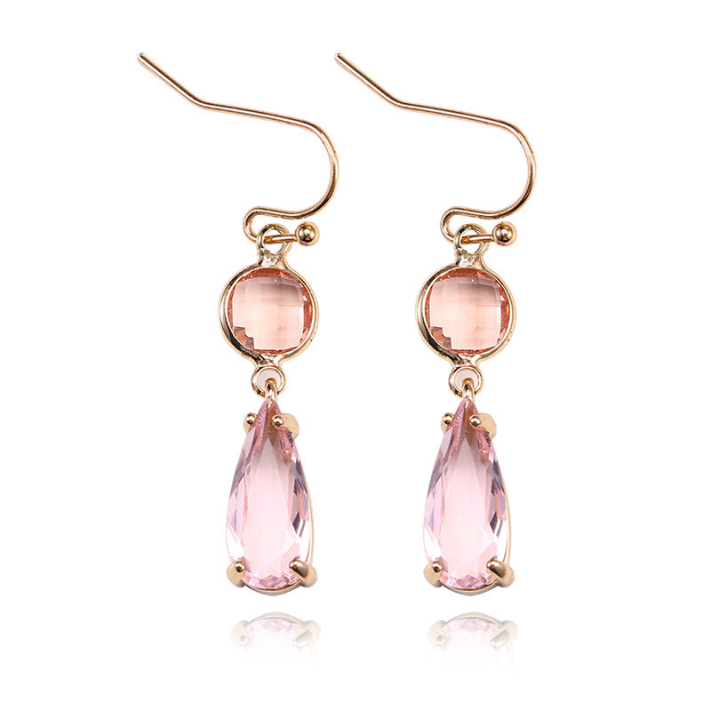 Boucles d'oreilles pendantes en cristal de verre K9 multicolore géométrique à bordure en cuivre