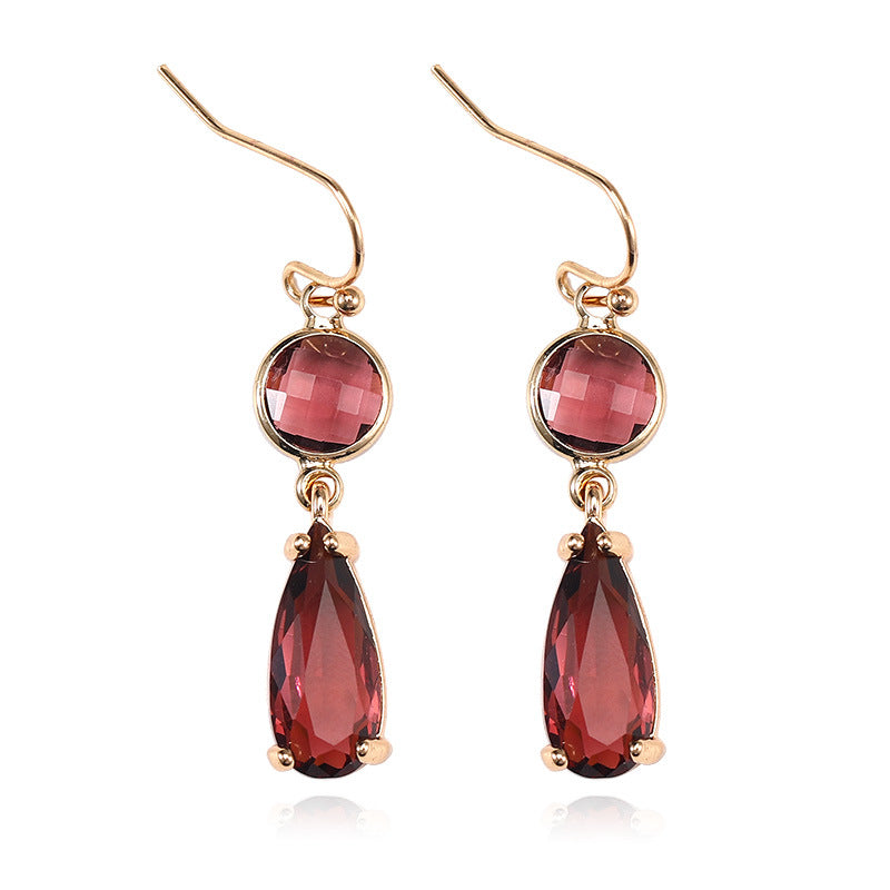 Boucles d'oreilles pendantes en cristal de verre K9 multicolore géométrique à bordure en cuivre