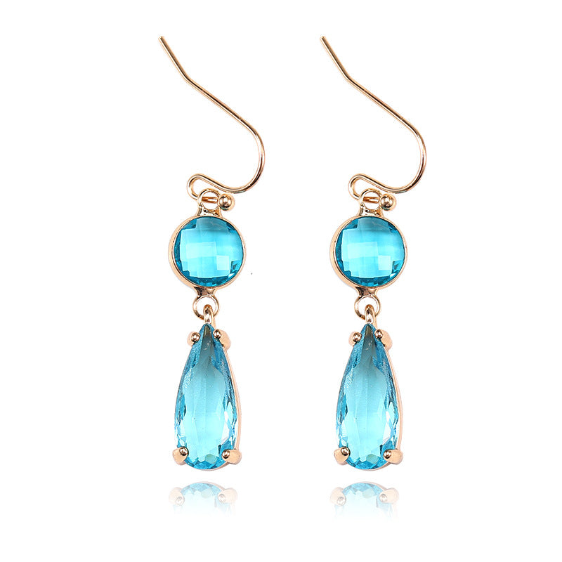 Boucles d'oreilles pendantes en cristal de verre K9 multicolore géométrique à bordure en cuivre