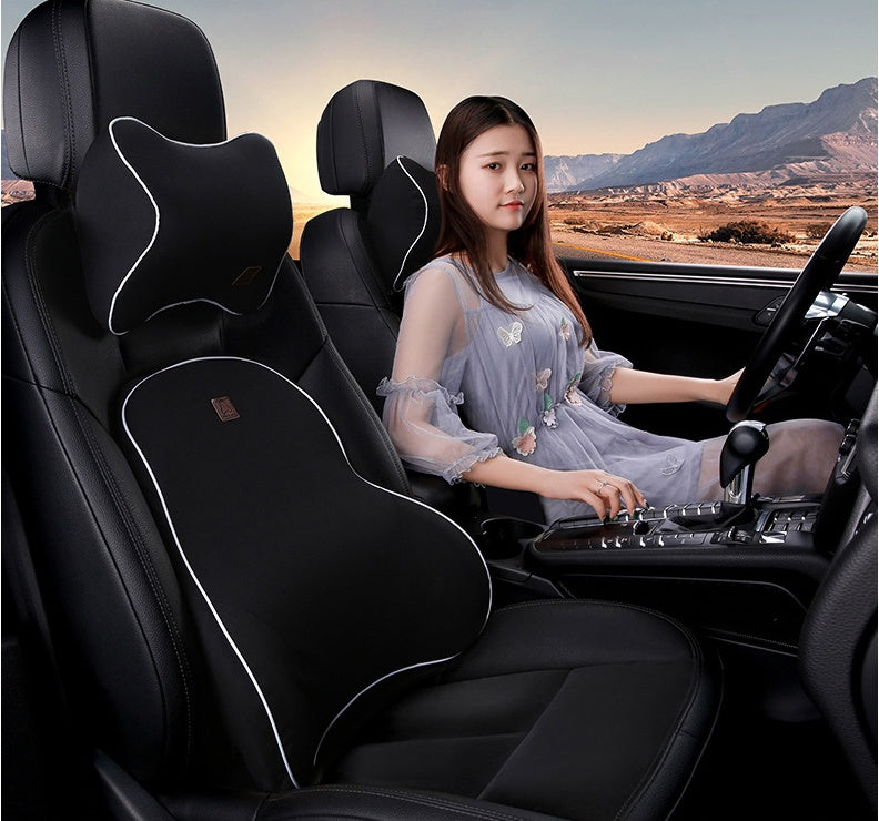 Car Memory Foam Headrest Lumbar Cushion Set