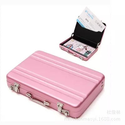 Mot de passe créatif forme sûre en aluminium porte-carte de visite mini valise porte-carte de visite col blanc bureau cadeaux d'entreprise