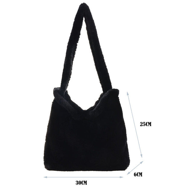 Sac à main portable en peluche pour femme