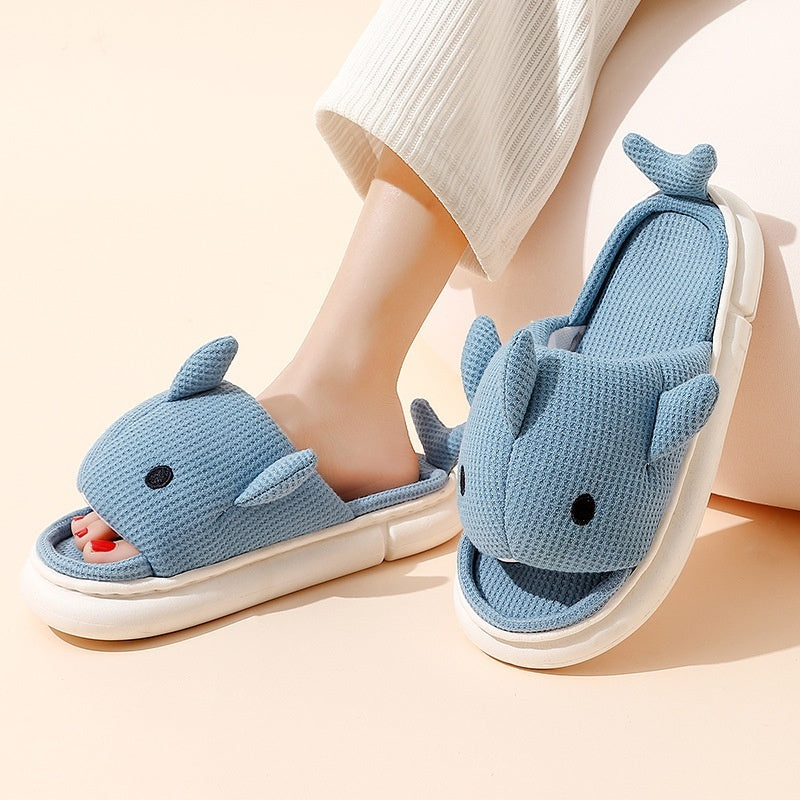 Women's Linen Platform Whale Slippers Summer Household