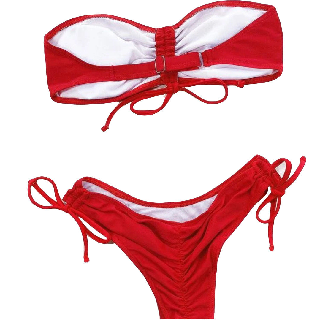 Maillot de bain une pièce bikini de couleur unie pour femme