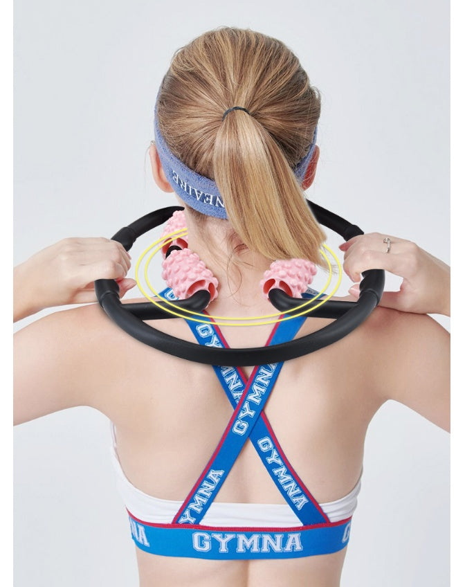 Masseur musculaire multifonctionnel, rouleau de Relaxation, anneau de serrage, Yoga, façonnage du corps, appareil de Fitness à 4 roues pour le sport