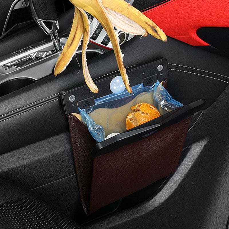Sac de rangement suspendu pour voiture, sac poubelle à dossier de siège, sac de rangement multifonction pour poubelle de voiture, lumière LED 