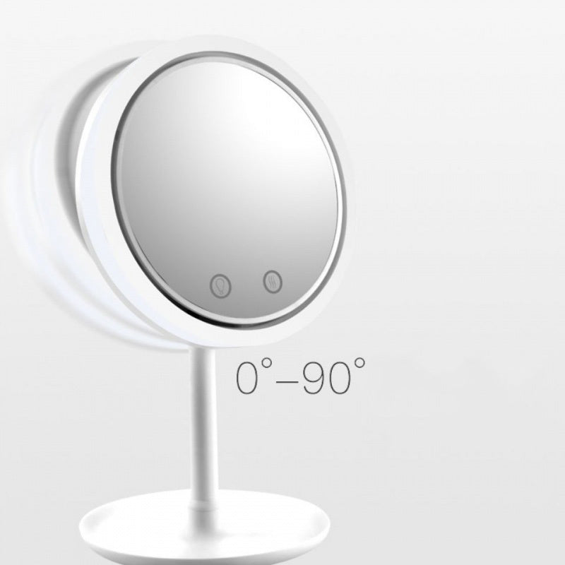 Espejo de maquillaje con luz LED y ventilador