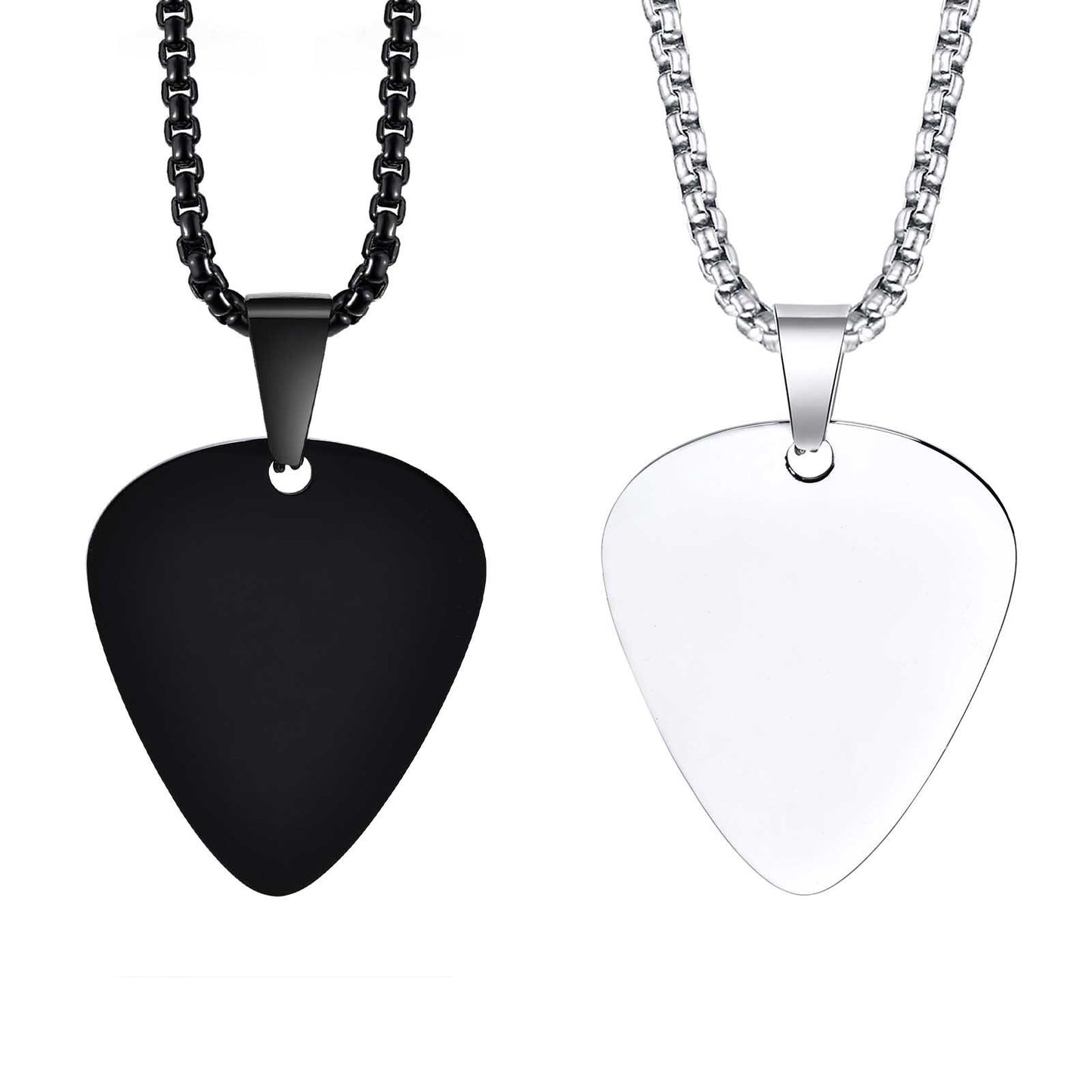 Pendentif médiator de guitare léger en acier inoxydable, collier noir en acier titane