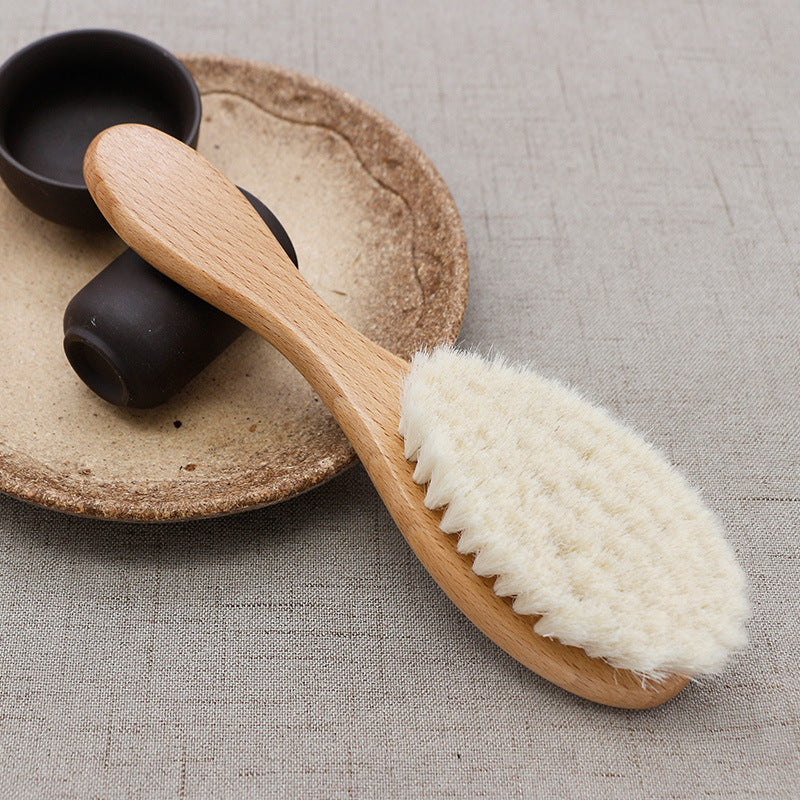 Brosse à shampoing pour bébé, brosse en laine de bois massif