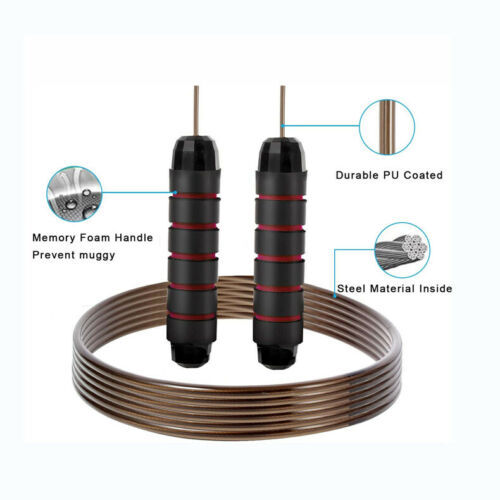 Jump' Rope Cable de cuerda para saltar de velocidad rápida sin enredos con rodamientos de bolas cuerda para saltar de acero gimnasio Fitness ejercicio en casa cuerpo delgado