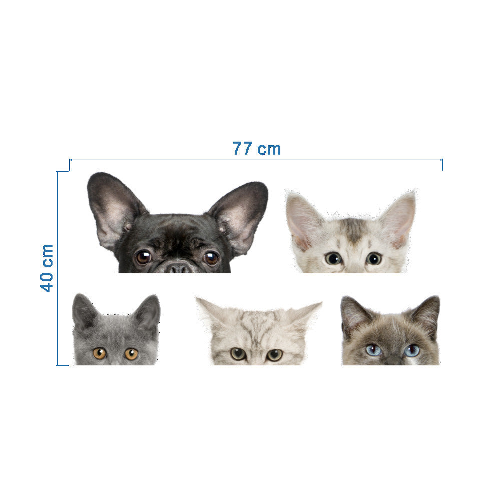 Autocollants drôles de voiture 3D chat chien demi-visage furtif - 5 autocollants