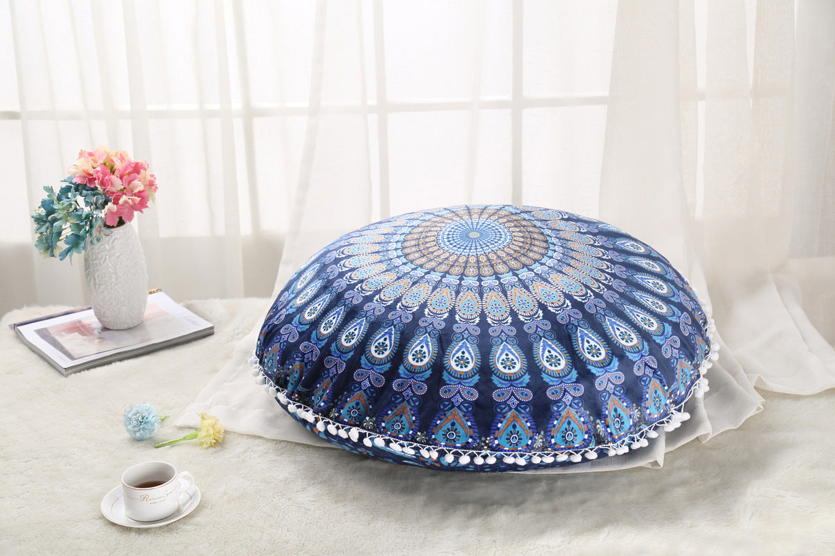Oreillers de sol Mandala colorés, Ottoman rond, coussin de méditation bohème, Pouf