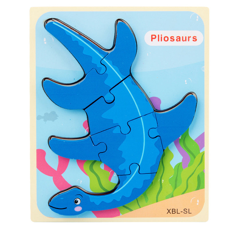 Puzzle 3D en bois pour bébé, dessin animé dinosaure, jouets éducatifs Montessori pour enfants, apprentissage précoce