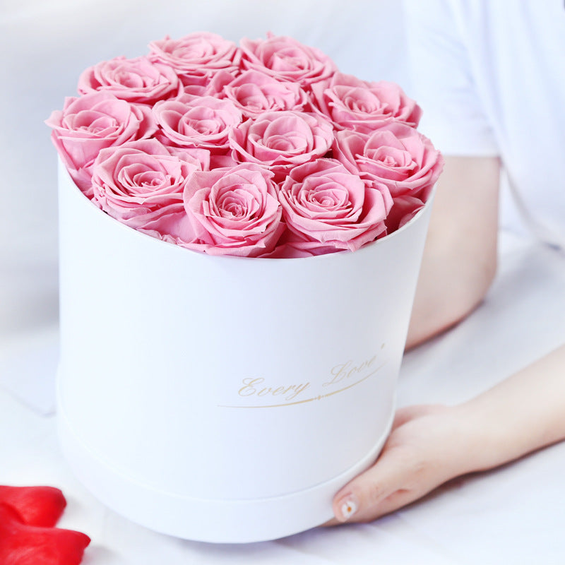 Fleur de vie éternelle Rose immortelle avec seau à câlin, cadeau romantique pour la saint-valentin