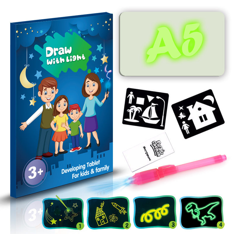 Jouet éducatif tapis de dessin 3D magique 8 effets de lumière Puzzle planche carnet de croquis