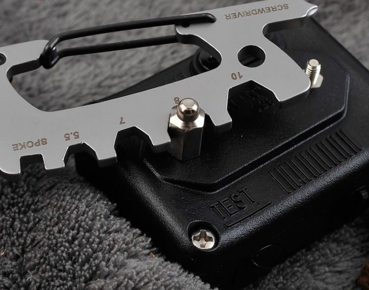 Llavero multifunción con artilugios geométricos, anillo metálico, mosquetón, destornillador edc