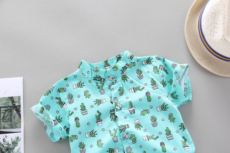 Top chemise garçon imprimé cactus