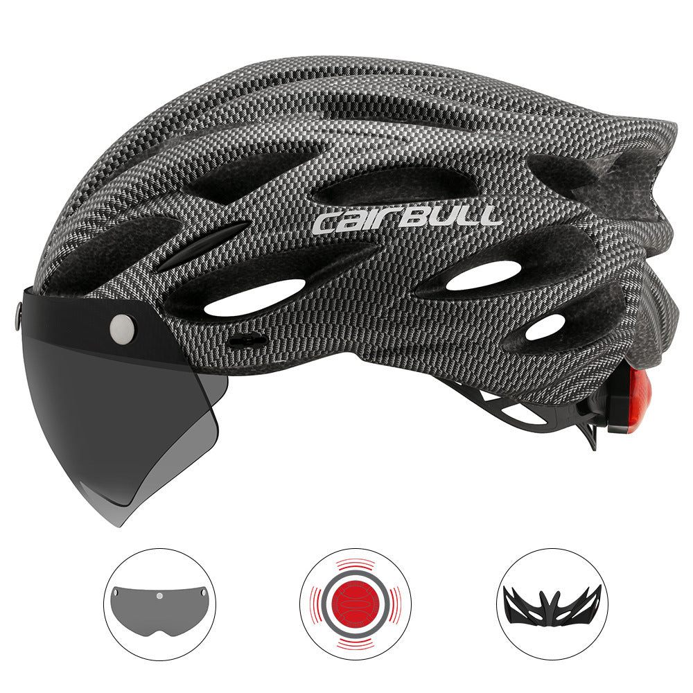 Casque de vélo de route avec lentille et feu arrière