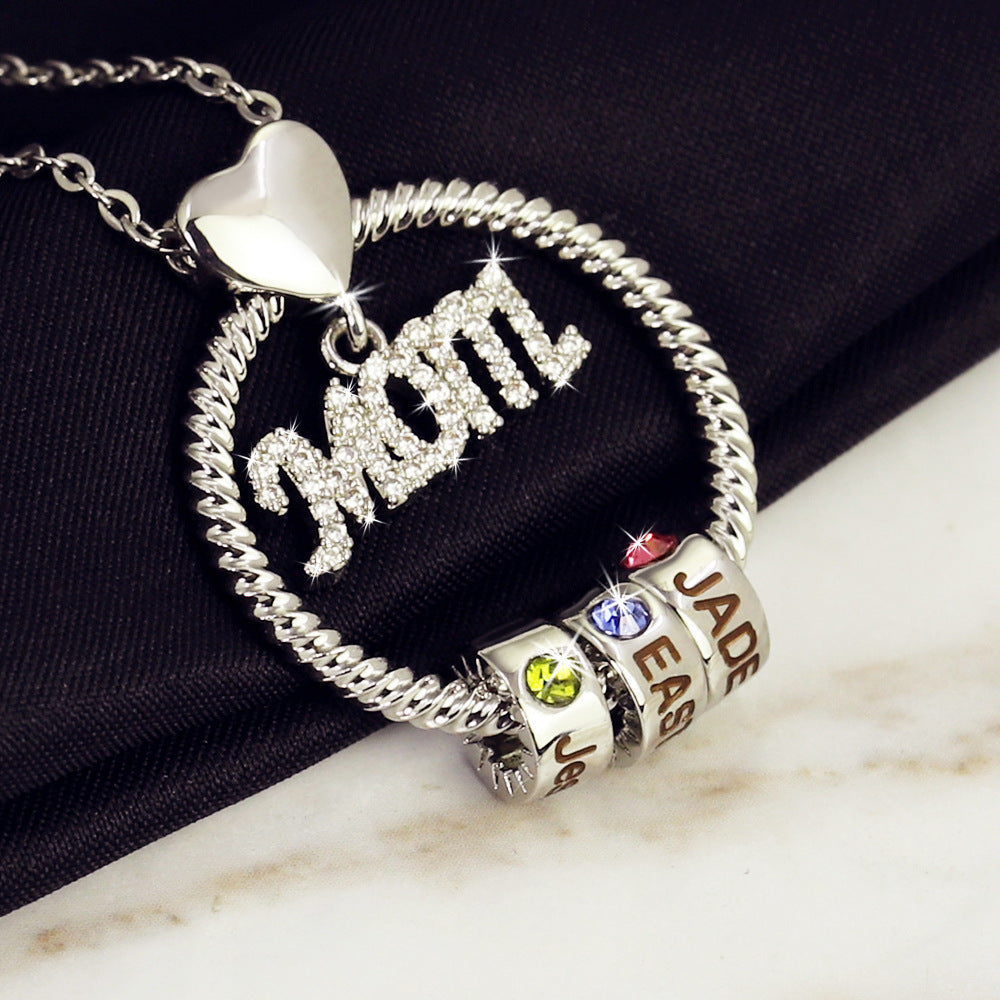 Collier en pierre de 12e anniversaire avec diamant gravé pour femme