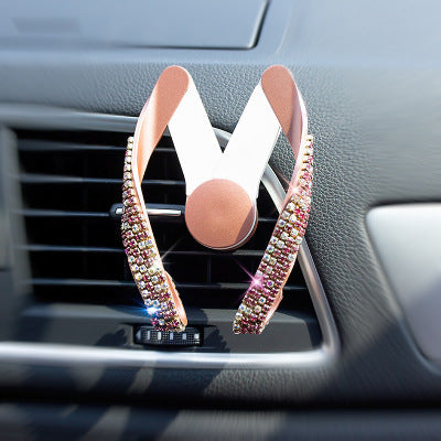 Support pour téléphone portable incrusté de diamants pour voiture
