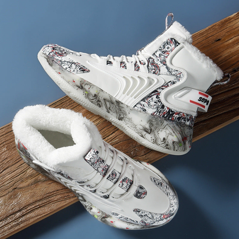 Chaussures de basket-ball en coton peluche pour hommes de haute saison