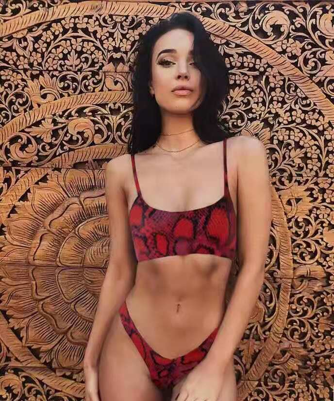 Traje de baño bikini con estampado de leopardo para mujer