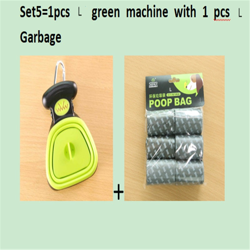 Scooper de merde pliable de voyage pour animaux de compagnie de chien avec 1 rouleau de sacs décomposables cuillère de merde propre ramasser les excréments nettoyant Epacket expédition