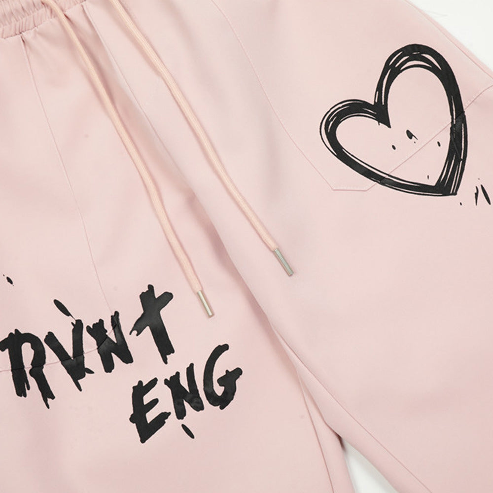 Men Fashion Brands Straight Loose Wide Leg Sports Drawstring Ankle Banded Pants