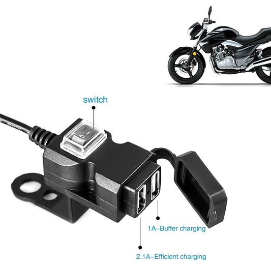 Chargeur de guidon de moto étanche 12V, double port USB, prise adaptateur d'alimentation 5V 1A/2,1 a pour téléphone portable