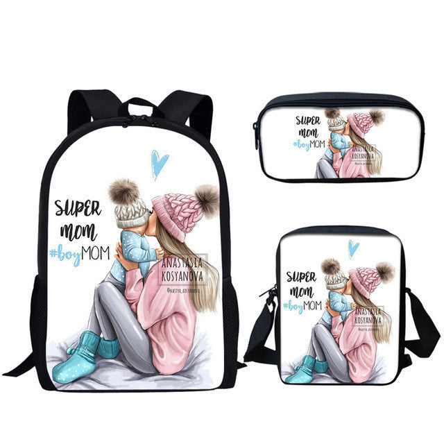 Sac diagonal pour sac à dos étudiant imprimé en trois pièces