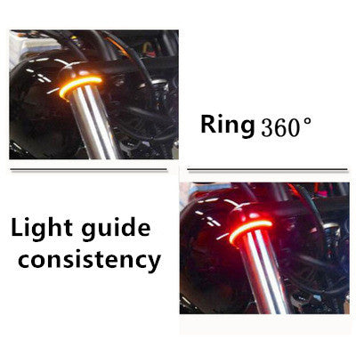 Anillo de luz de giro LED modificado para motocicleta, dos colores, amortiguador de impacto frontal, señal de giro modificada
