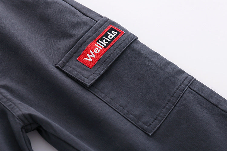 Pantalon décontracté pieds slim en coton pour enfants