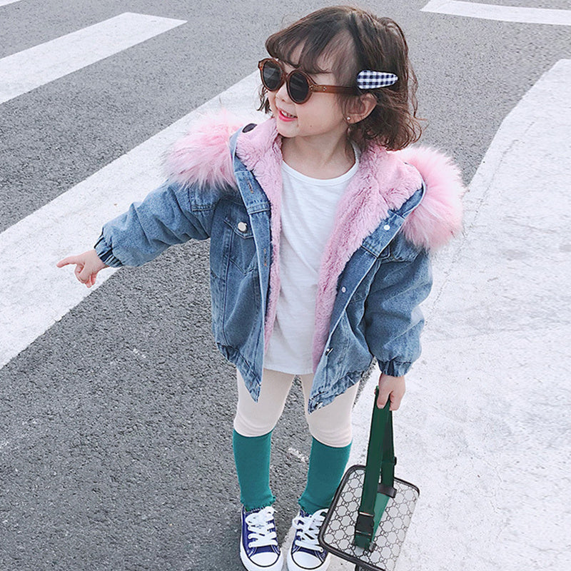 Veste en jean hiver plus filles